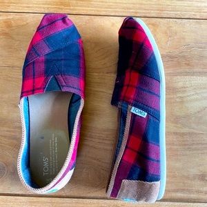 Toms Buffalo Plaid slip ons